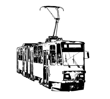 Old Public Transport Tramのイラスト素材