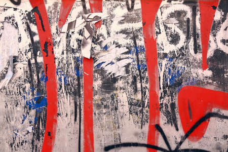 Graffiti Details and Poster and Sticker Leftowers on the Glassの写真素材