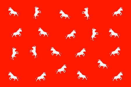 White Cute cowÂ  pattern in red background . 2021 The year of the ox. Happy Chinese new year background. -Vector illustration.Â のイラスト素材