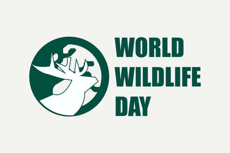 World Wildlife Day with the animal in forest,Â  animals on planet earth.Â  Save wildlife. Vector illustration for you design, banner, poster, calendar or placard template. Deer Wildlife logo t-shirt.のイラスト素材