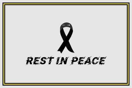 Rest in peace typography vector design with black ribbon.のイラスト素材