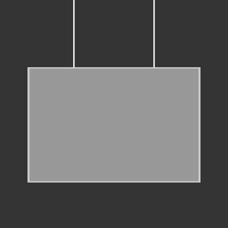 Gray board with little white frame mockup on black wallのイラスト素材