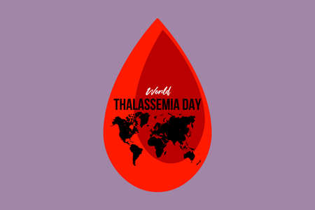 World Thalassemia day on blood drops background.Â  Global map on blood drop concept. Medical awareness for thalassemia day.のイラスト素材