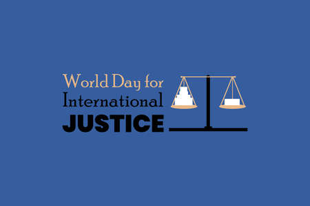 World Day for International Justice. Judge logo. Scale symbol vector illustration.のイラスト素材