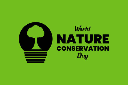 World Nature Conservation Day typography with tree and bulb signのイラスト素材