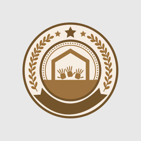 Hand Unity educational, and Community symbol. Club, and society-related badges.のイラスト素材