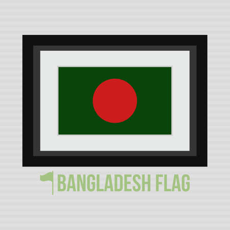 Bangladesh National Flag in a frame. Red, and Green color flag.のイラスト素材
