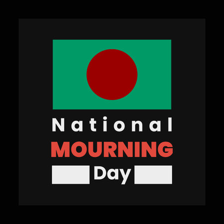 National Mourning Day typography with Bangladeshi Flag. 15th August National Sadness Day.のイラスト素材
