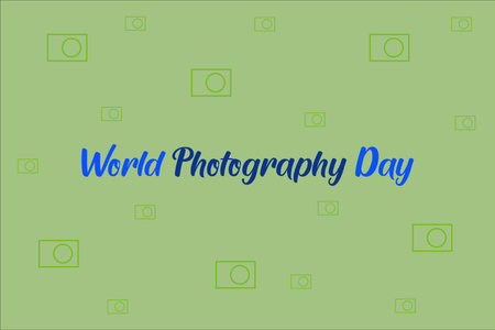 World Photography Day text.Â  Camera sign background texture design.Â 