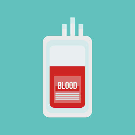 Blood plastic bag in flat style. Donate blood concept. Medical symbol vector illustrationのイラスト素材