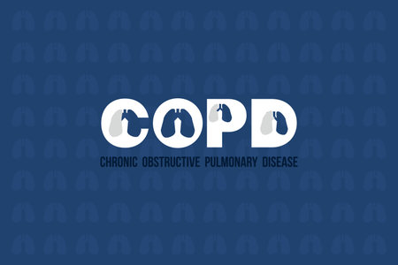 COPD Logo concept with Lung negative space. Chronic Obstructive Pulmonary Disease typography vector illustration. COPD Symbol.のイラスト素材