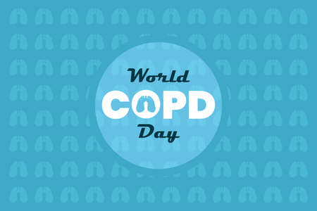 World COPD Day typography on blue background.Â  Lung negative space sign in text. Lung symbol pattern background.Â  International Chronic Obstructive Pulmonary Disease Day.のイラスト素材