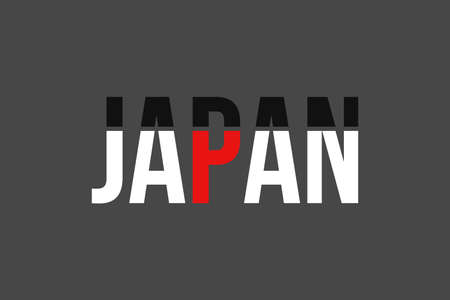 Japan flag concept typography text vector design.Â White, and Red conceptual country name.のイラスト素材