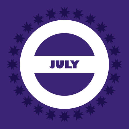 July Month on circle shape vector illustration. Conceptual calendar element.のイラスト素材