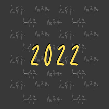 2022 numeric typography on dark background with happy new year text pattern design
