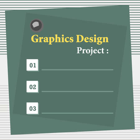 Writing note showing Graphics Design Project. Some example or factor about Graphics design. Note card, notice, short note paper, and simple infographic design.のイラスト素材