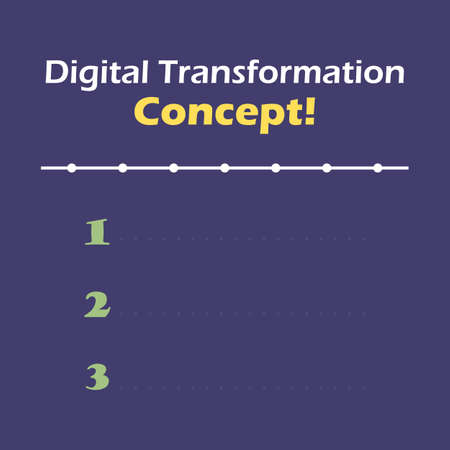 Writing note showing Digital Transformation Concept. Analysis List about Digital Transformation Concept. Note card, notice, short note paper, and simple infographic design.のイラスト素材