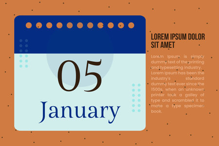 05 January Calendar template design with title, and paragraph. Calendar conceptual vector illustration.のイラスト素材
