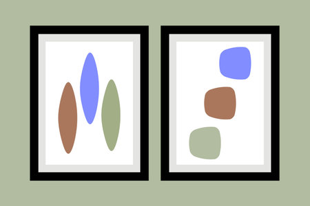 Fine Art vector illustration in frame. Watercolour shape. Home decorative vector design.
