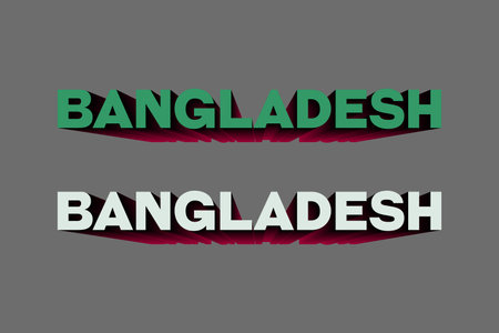 Bangladesh typography text on dark gray background. Green and White Bangladesh Text vector 3D design. Bangladesh country name text.のイラスト素材