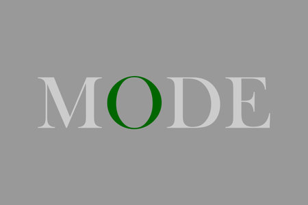 MODE text with creative logotype template. White and Green typography t-shirt design. Gray background vector illustration.のイラスト素材
