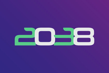 Year 2038 numeric typography text vector design on gradient color background. 2038 historical calendar year logo template design.のイラスト素材