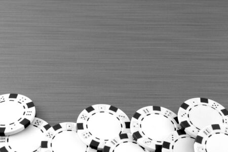 Poker chips on stainless steel backgroundの写真素材