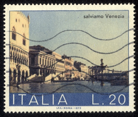 ITALY - CIRCA 1973 stamp printed by Italy, shows Schiavone Shore, circa 1973のeditorial素材