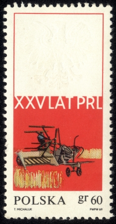 POLAND - CIRCA 1969 A stamp printed in POLAND shows XXV years of PRL, circa 1969のeditorial素材