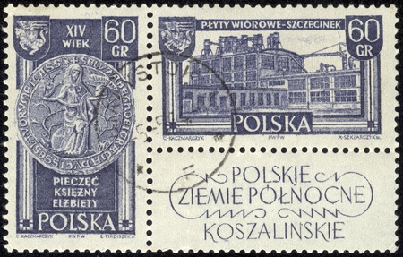 POLAND - CIRCA 1961 A stamp printed in POLAND, shows Polish Northern Territories, circa 1961のeditorial素材