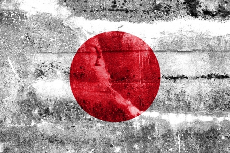 Japan Flag painted on grunge wallの写真素材