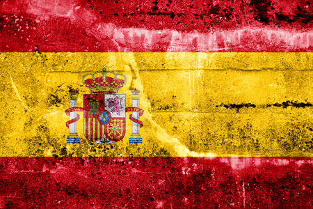 Spain Flag painted on grunge wallの写真素材