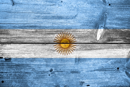 Argentina Flag painted on old wood plank textureの写真素材