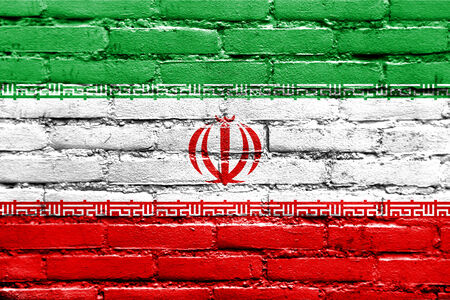 Iran Flag painted on brick wallの写真素材
