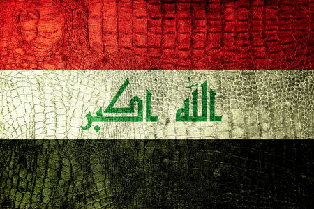 Iraq Flag painted on luxury crocodile textureの写真素材