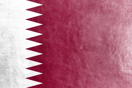Qatar Flag painted on leather textureの写真素材