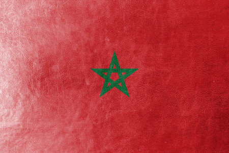 Morocco Flag painted on leather texture