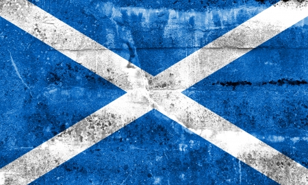 Scotland Flag painted on grunge wallの写真素材
