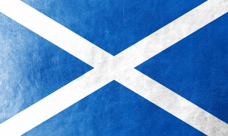 Scotland Flag painted on leather textureの写真素材