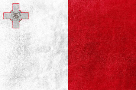 Malta Flag painted on leather textureの写真素材
