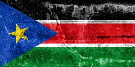 South Sudan Flag painted on grunge wallの写真素材