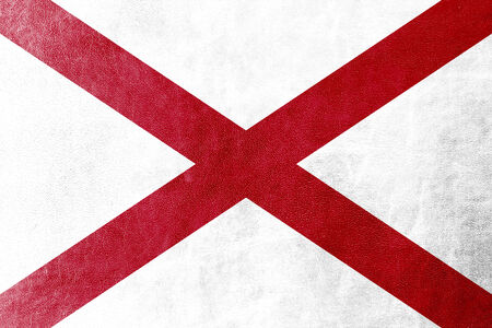 Alabama State Flag painted on leather textureの写真素材