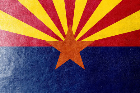 Arizona State Flag painted on leather textureの写真素材