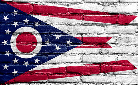 Ohio State Flag painted on brick wallの写真素材