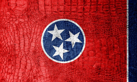 Tennessee State Flag painted on luxury crocodile textureの写真素材