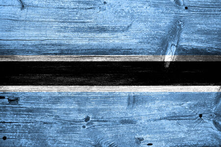 Botswana Flag painted on old wood plank textureの写真素材