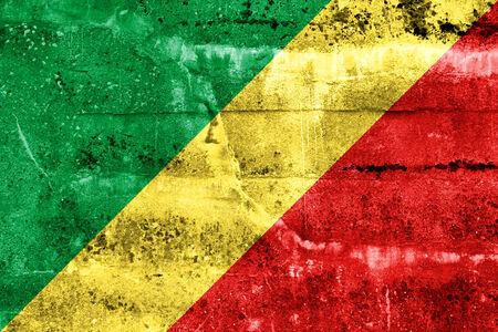 Congo Republic Flag painted on grunge wallの写真素材