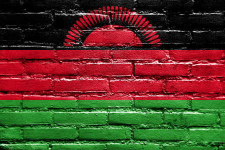 Malawi Flag painted on brick wallの写真素材
