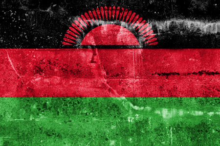 Malawi Flag painted on grunge wallの写真素材