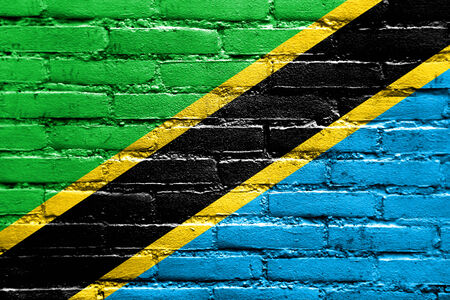 Tanzania Flag painted on brick wallの写真素材